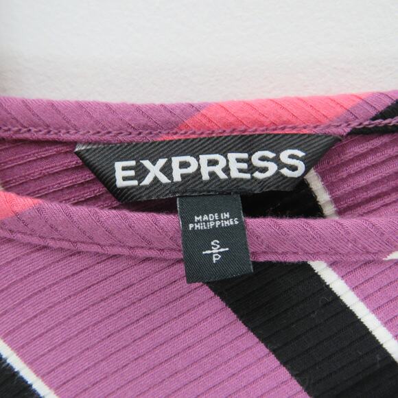 Y2k Express Pink & Purple Striped Ribbed Knit Cami Dress Retro Casual Midi Small - Picture 5 of 7